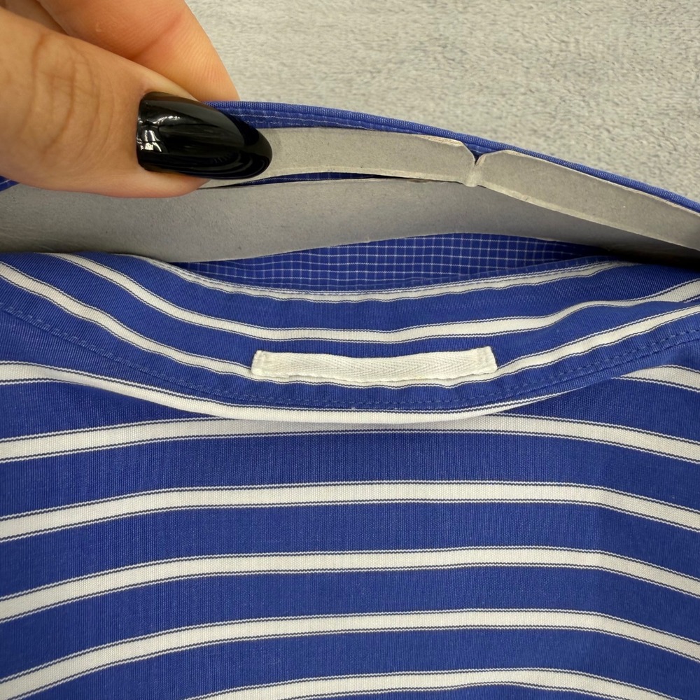 Lacoste Regular Fit Striped Button Down Shirt Mens XL 45 White Cotton Blue - Picture 14 of 16